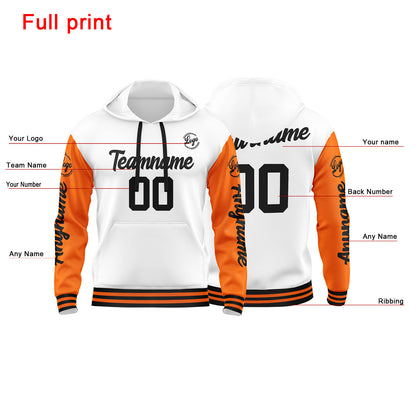 Custom Orange White Sweatshirt Hoodie For Men Women Girl Boy Print Your Logo Name Number