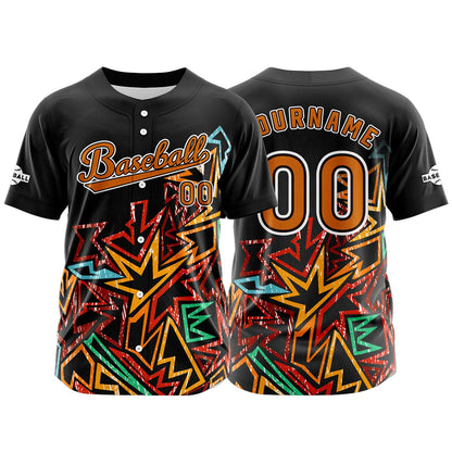Custom Black Orange Button Down Baseball Jersey for Men Women Adult Youth Print Name Number Logo