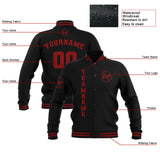 Custom Black Red Waterproof Varsity Jackets Personalized Stitched Name Number Logo to Letterman Jackets