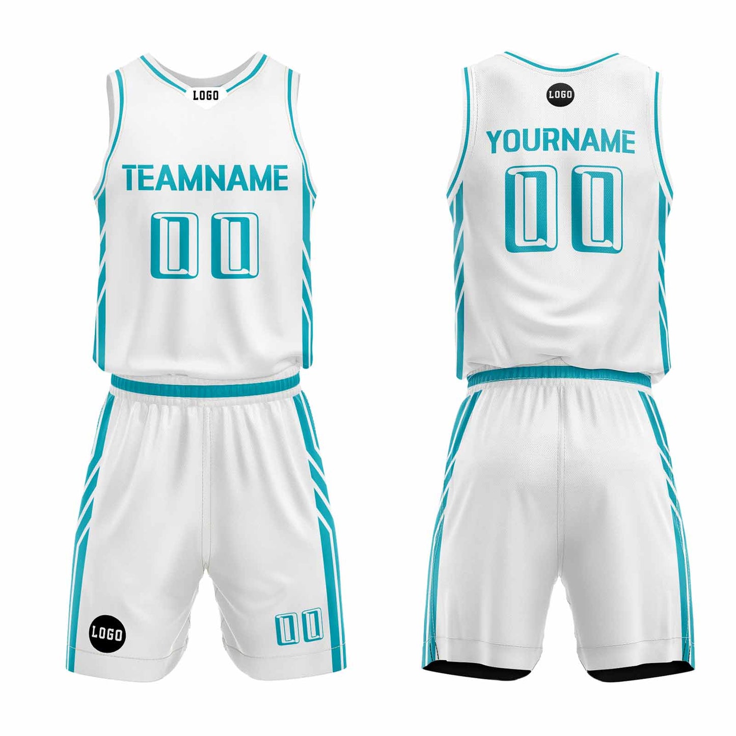 Custom White Sky Blue Basketball Jersey Uniform Suit Printed Your Logo Name Number