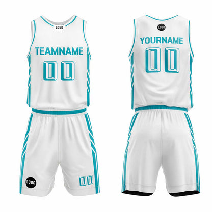 Custom White Sky Blue Basketball Jersey Uniform Suit Printed Your Logo Name Number