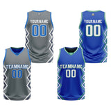 Custom Light Grey Blue Reversible Basketball Jersey Uniform Suit Printed Your Logo Name Number