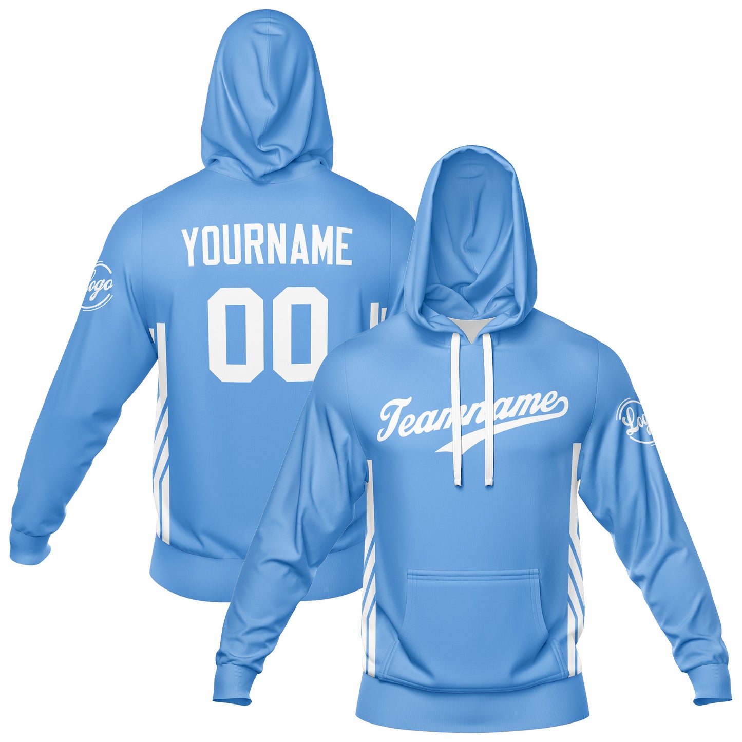 Custom Light Blue Hoodie Sweatshirt Set for Men Women Youth Tops and Pants Set Tracksuit