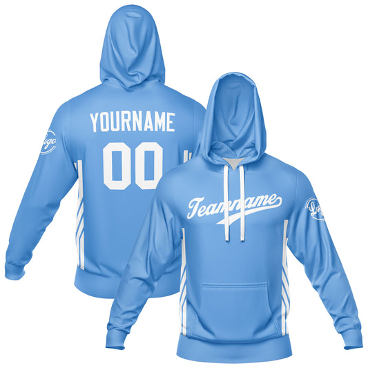 Custom Light Blue Hoodie Sweatshirt Set for Men Women Youth Tops and Pants Set Tracksuit