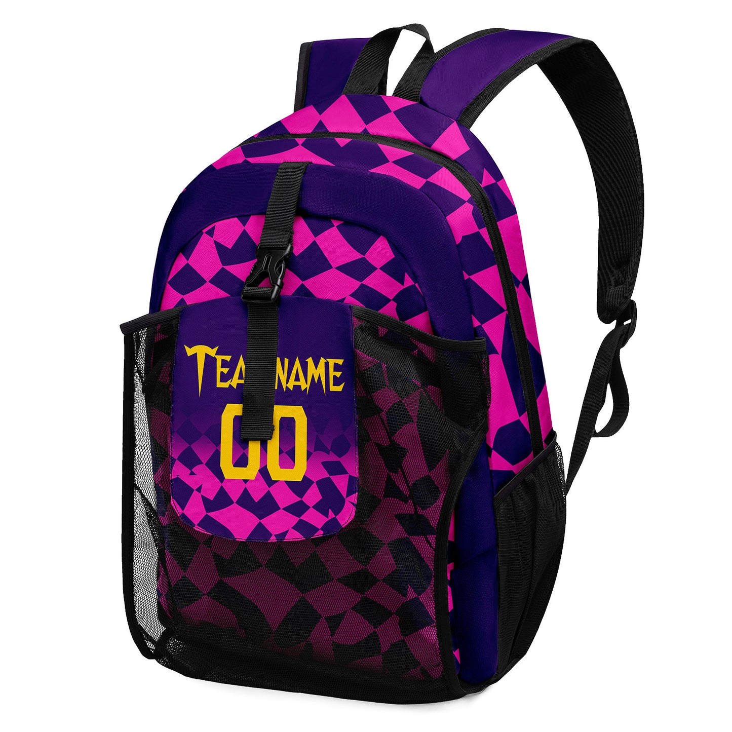 Customize Pink Purple Sports Backpacks Featuring Personalized Names, Numbers and Logos
