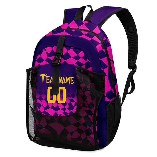 Customize Pink Purple Sports Backpacks Featuring Personalized Names, Numbers and Logos