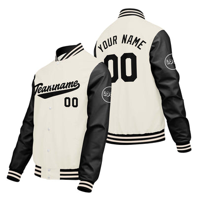 Custom Cream White Black Varsity Jackets for Men Women Youth Personalized Letterman Jackets