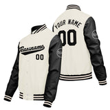 Custom Cream White Black Varsity Jackets for Men Women Youth Personalized Letterman Jackets