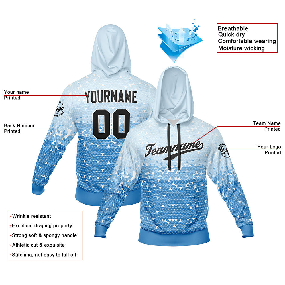 Custom Light Blue Hoodie Sweatshirt Set for Men Women Youth Tops and Pants Set Tracksuit