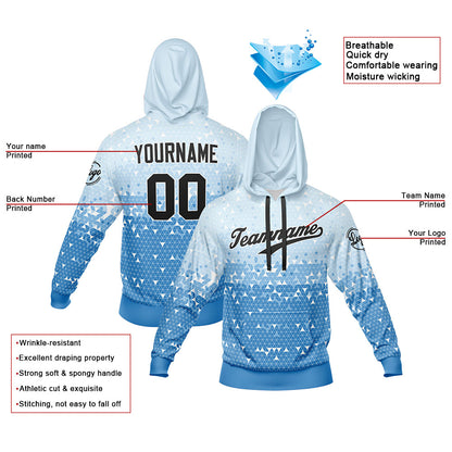 Custom Light Blue Hoodie Sweatshirt Set for Men Women Youth Tops and Pants Set Tracksuit