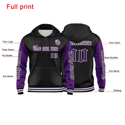 Custom Purple Black  Sweatshirt Hoodie For Men Women Girl Boy Print Your Logo Name Number