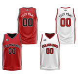 Custom Red White Black Reversible Basketball Suit for Adults and Kids Personalized Jersey