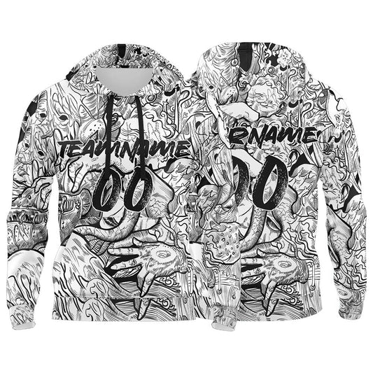 Custom Sweatshirt Hoodie For Man Woman Girl Boy Print Your Logo Name Number White