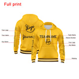 Custom Brown Yellow Hoodie Personalized Mens Pullover Hoodie Printed Team Name Number Logo for Women