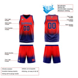 Custom Red Dark Blue Reversible Basketball Suit for Adults and Kids Personalized Jersey