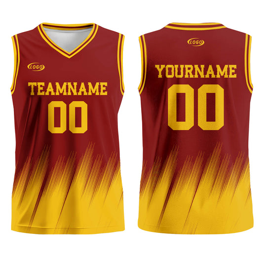 Custom Red Yellow Basketball Jersey Uniform Suit Printed Your Logo Name Number