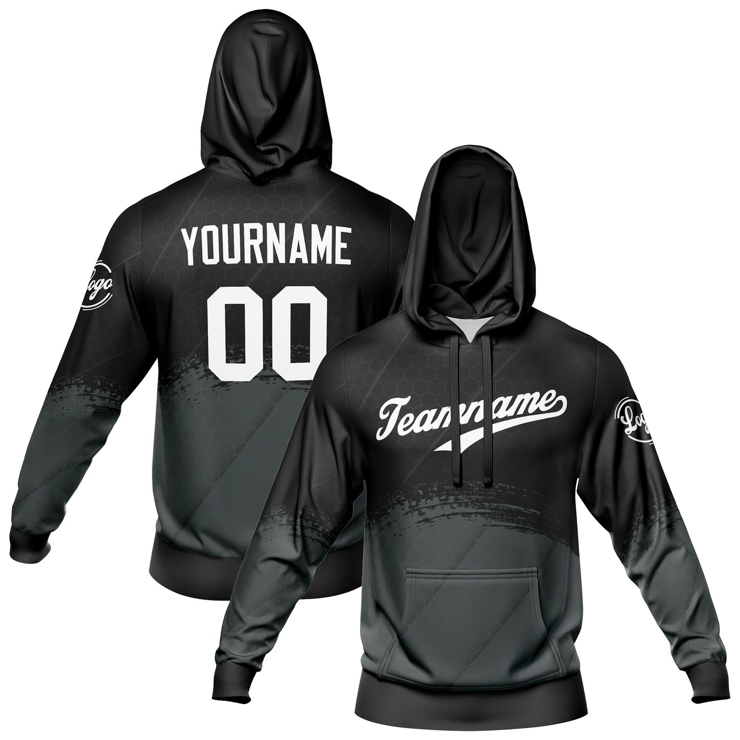 Custom Black Gray Sports hoodie Sweatshirt Set for Men Women Youth Tops and Pants Set Tracksuit