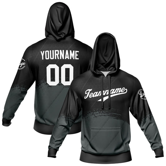 Custom Black Gray Sports hoodie Sweatshirt Set for Men Women Youth Tops and Pants Set Tracksuit
