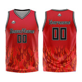 Custom Basketball Jersey Uniform Suit Printed Your Logo Name Number Flame&Red