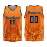 Custom Basketball Jersey Uniform Suit Printed Your Logo Name Number Flame&Orange