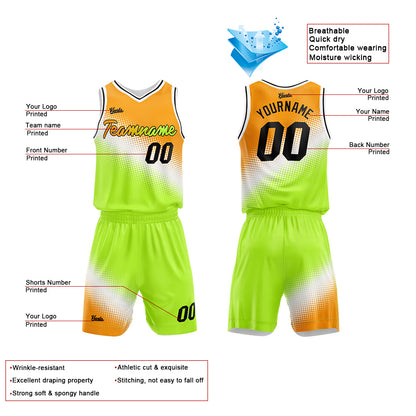 Custom Orange-White-Green Basketball Suit for Adults and Kids  Personalized Jersey