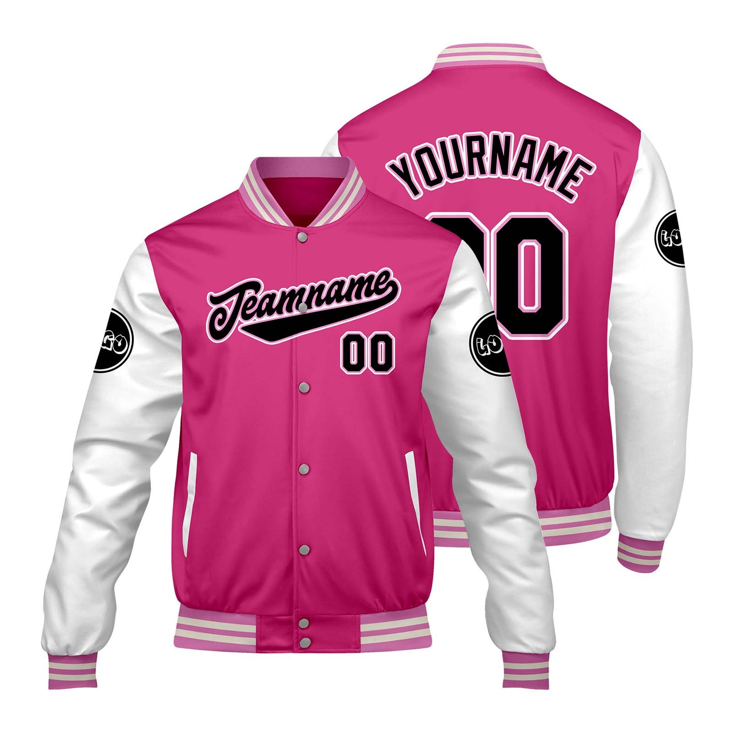 Custom Pink White Varsity Jackets for Men Women Youth Personalized Letterman Jackets