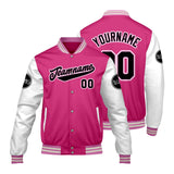 Custom Pink White Varsity Jackets for Men Women Youth Personalized Letterman Jackets