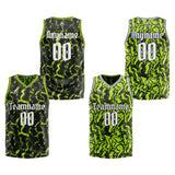 Custom Reversible Basketball Suit for Adults and Kids Personalized Jersey Black&Neon Green