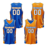 Custom Blue Orange Reversible Basketball Suit for Adults and Kids Personalized Jersey