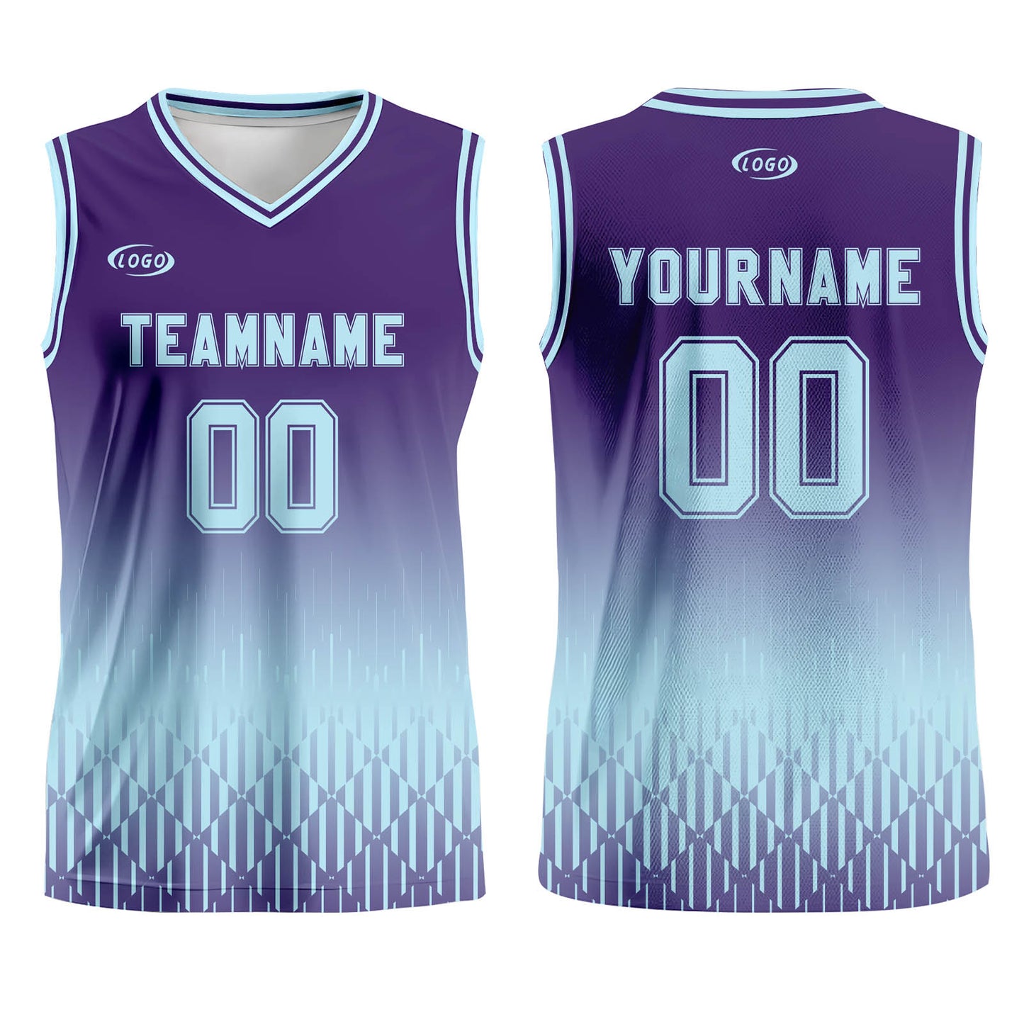 Custom Purple Light Blue Gradient Basketball Jersey Uniform Suit Printed Your Logo Name Number