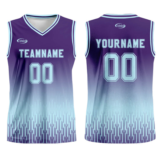 Custom Purple Light Blue Gradient Basketball Jersey Uniform Suit Printed Your Logo Name Number