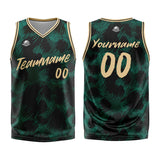 Custom Basketball Jersey Uniform Suit Printed Your Logo Name Number Leopard Print&Green