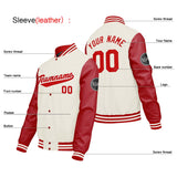 Custom Cream White Red Varsity Jackets for Men Women Youth Personalized Letterman Jackets