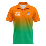 Custom Orange Green Football Polo Shirts  Add Your Unique Logo/Name/Number