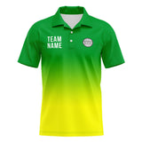 Custom Green Yellow Football Gradient Polo Shirts  Add Your Unique Logo/Name/Number