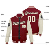 Custom Varsity Jacket Letterman jacket for Men, Women and Youth Crimson Cream