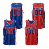Custom Blue Red Reversible Basketball Suit for Adults and Kids Personalized Jersey