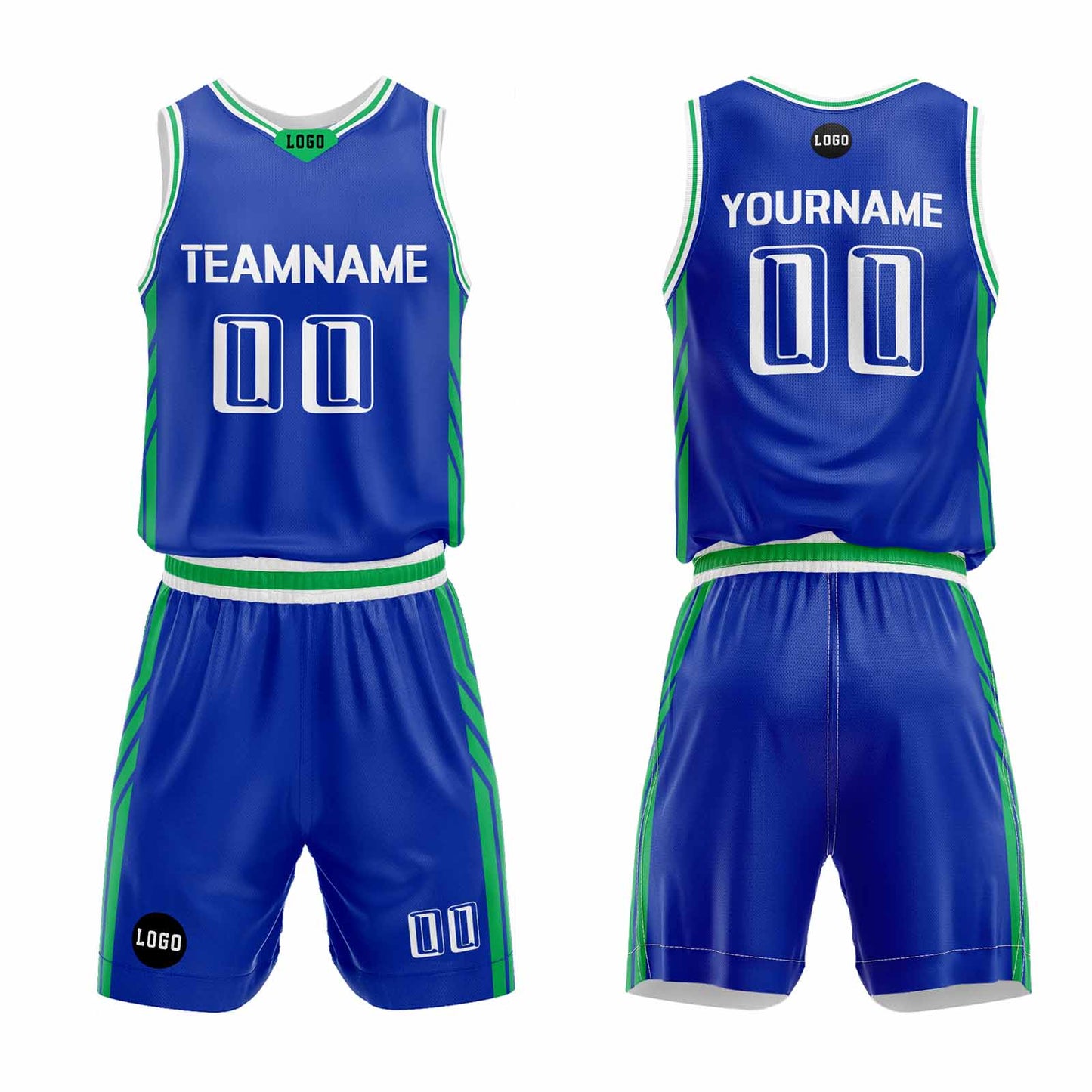 Custom Blue Green Basketball Jersey Uniform Suit Printed Your Logo Name Number