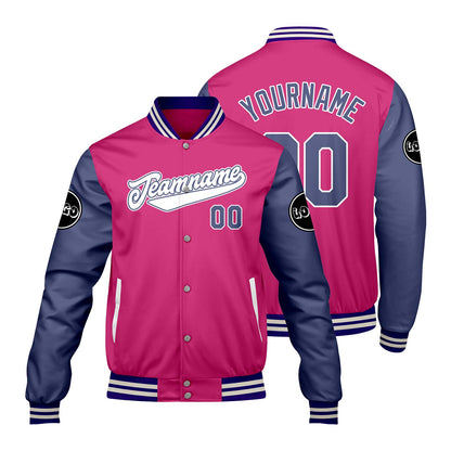 Custom Pink Purple Varsity Jackets for Men Women Youth Personalized Letterman Jackets