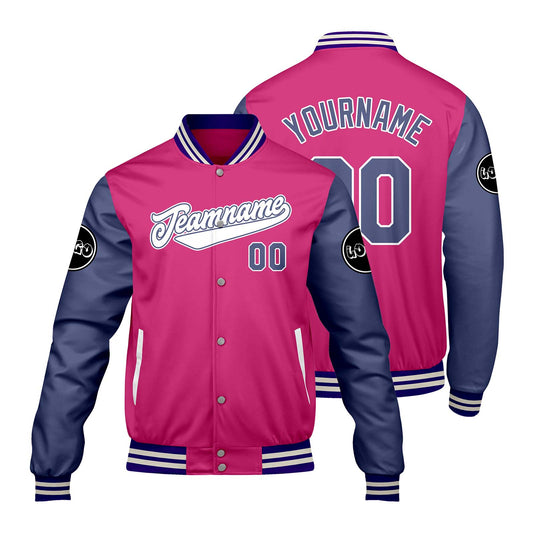 Custom Pink Purple Varsity Jackets for Men Women Youth Personalized Letterman Jackets