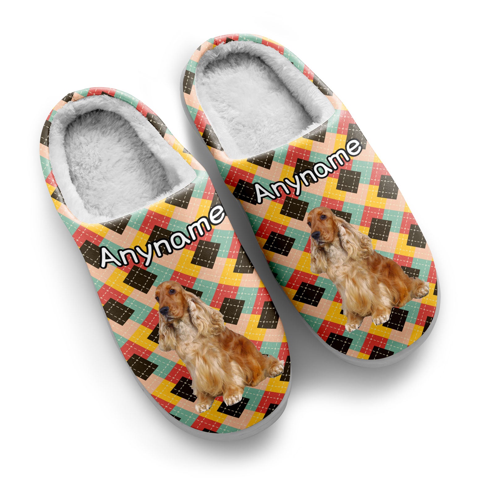 Custom Your Own Personalized Cotton Slippers for Dog Cat Lover Add Any Text Photoes Brown&Pink
