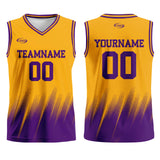 Custom Yellow Purple Basketball Jersey Uniform Suit Printed Your Logo Name Number