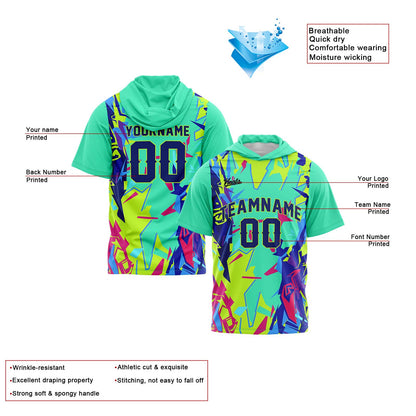 Custom Light Green Short Sleeve Hoodies for Men Women Shirts with Hoods Printed Name Logo