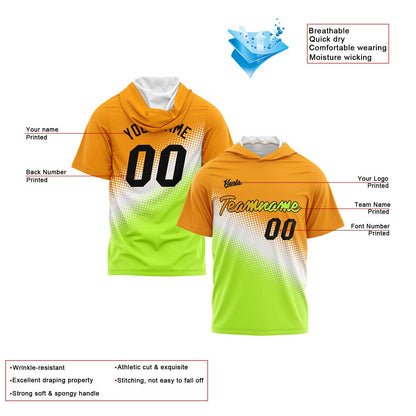 Custom Orange White Green Hooded T-Shirt Short Sleeve Hoodies for Men Women Shirts with Hoods Printed Name Logo