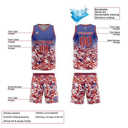 Custom Blue Red White Reversible Basketball Suit for Adults and Kids Personalized Jersey