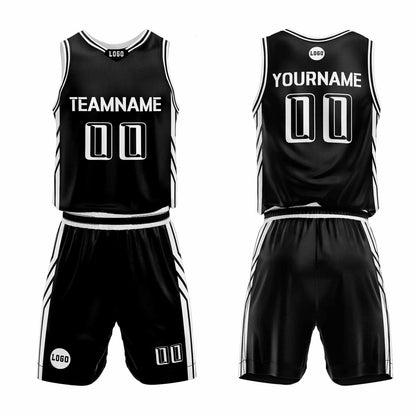 Custom Black Basketball Jersey Uniform Suit Printed Your Logo Name Number