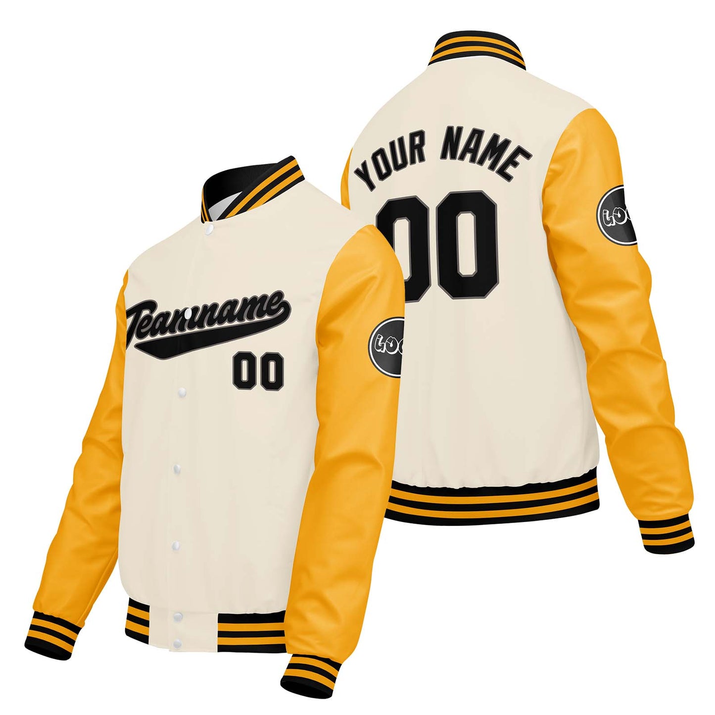 Custom Cream White Yellow Varsity Jackets for Men Women Youth Personalized Letterman Jackets