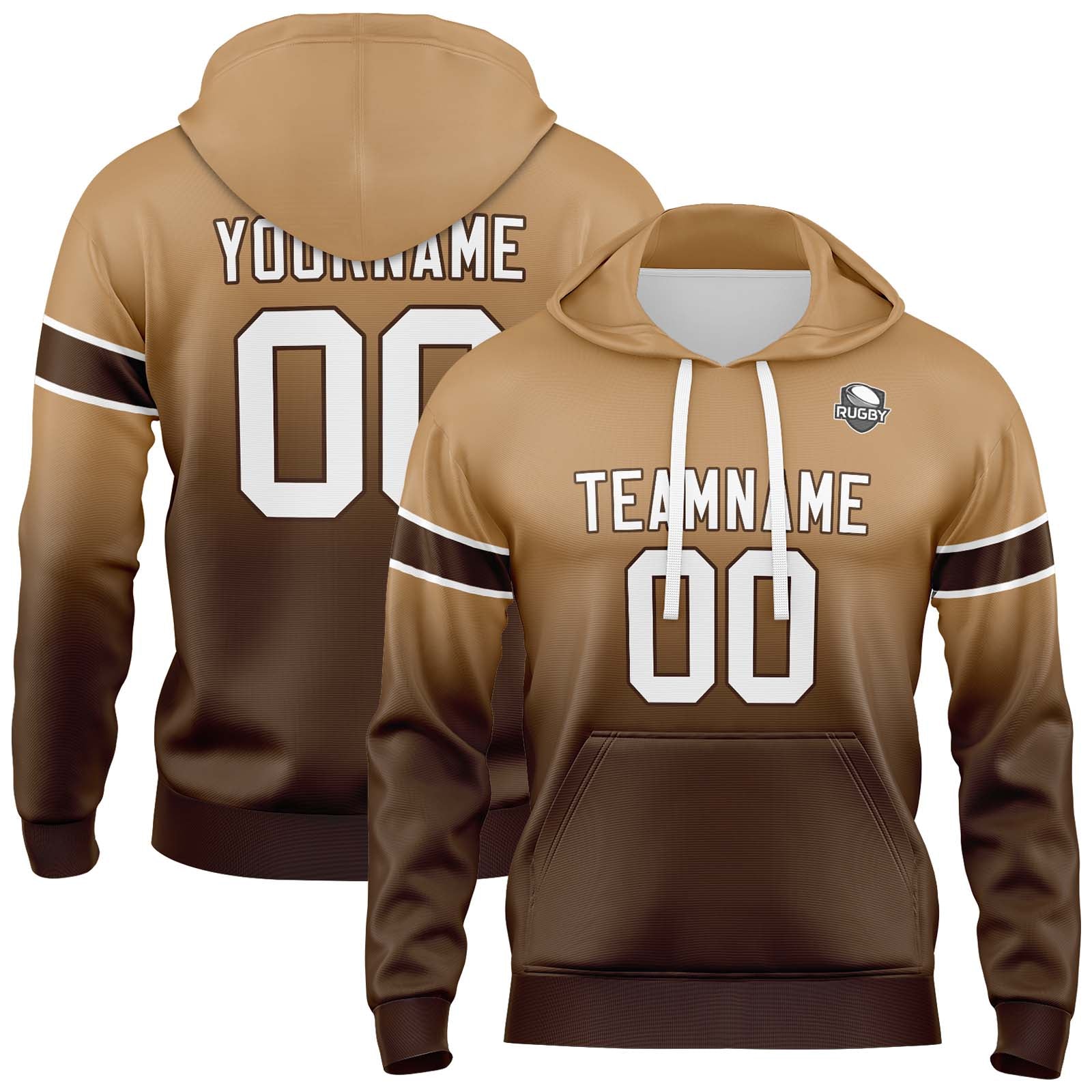 Custom Gradient Hoodie For Man Woman Girl Boy Print Your Logo Name Number Brown