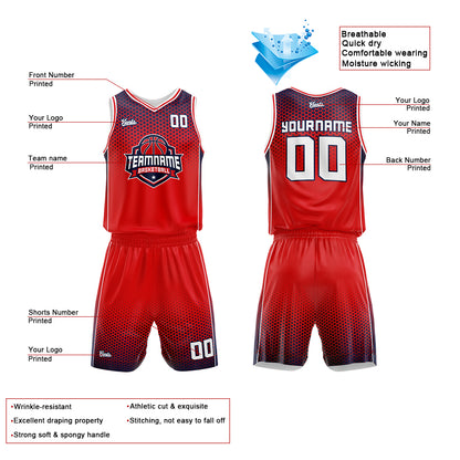 Custom Reversible Basketball Suit for Adults and Kids Red-Navy