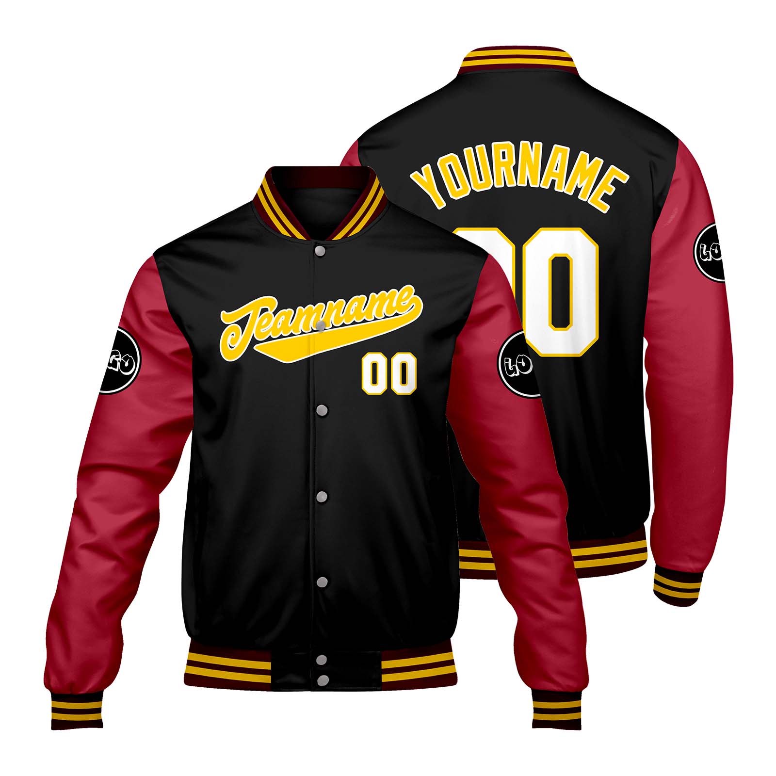Custom Black Red Varsity Jackets for Men Women Youth Personalized Letterman Jackets